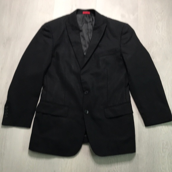 JOHN VARVATOS 100% WOOL STRUCTURED BLAZER JACKET BLACK TWO BUTON 38R